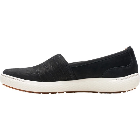 Clarks Womens Nalle Violet Leather Slip-on Loafers - Black Nubuck NEW - Picture 3 of 4